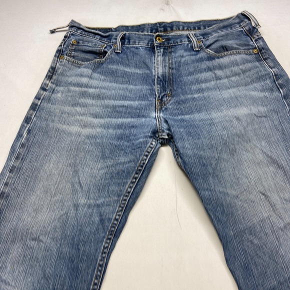 THRASHED Levi's 569 Loose Straight Jeans Mens 36x34 Blue Denim Mid Rise Zip Fly - Picture 11 of 13